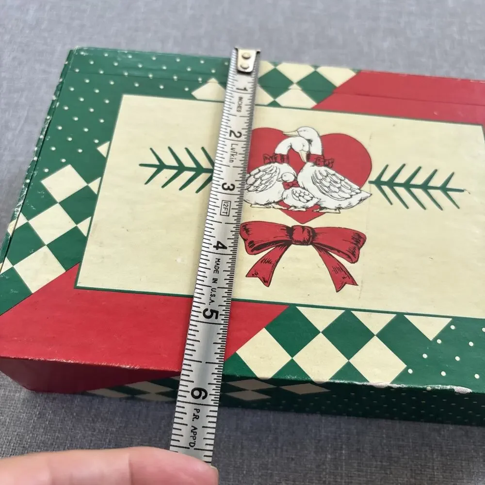 General Box Co School Pencil Pen Goose Family Red Green Heart Country Vintage